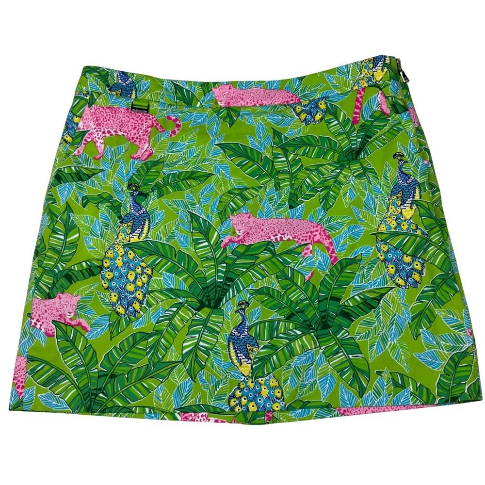 Polo Golf Ralph Lauren Skort Womens 8 Green Pink Tropical Leopard Statement - Picture 2 of 11